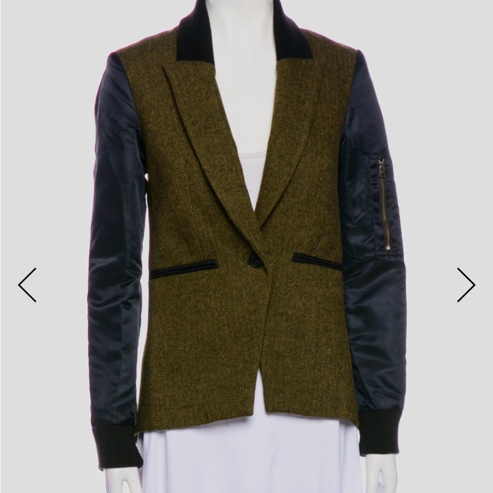 $795 RARE Veronica Beard wisteria media Herringbone woolNylon Dickey Jacket sz 6